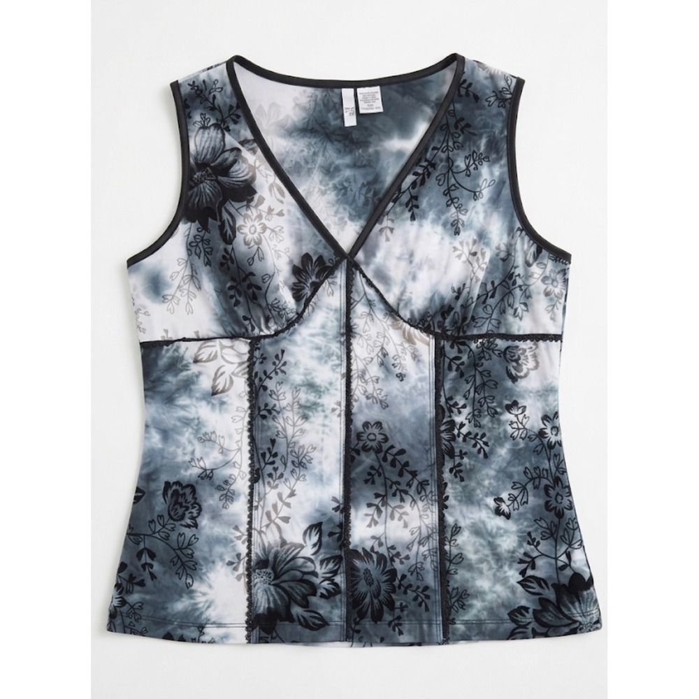 Sami + Jo Tie dye burnout Y2K grunge sleeveless top sz L whimsigoth fairy corset